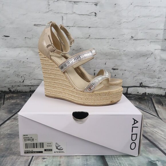 ALDO AFEWIEL WEDGE PLATFORM WITH RHINESTONES SIZE 9 - Picture 1 of 6